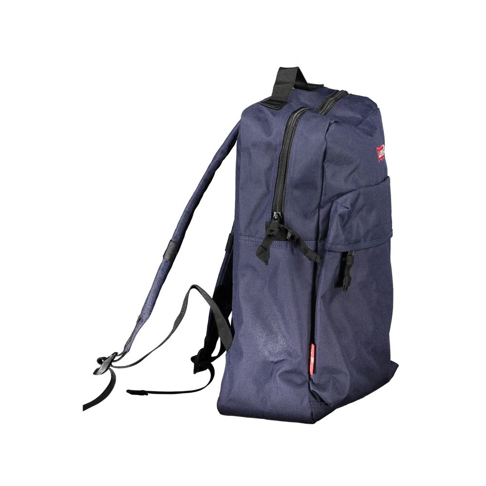 Backpack by Levi's for men in polyester blue & signature showcases an architectural Polyester Backpack design, featuring a secure zipper, ample external-pockets & laptop-compartment, and architectural handle, backpack-strap & adjustable-strap for a sophisticated look.