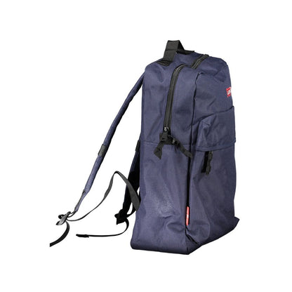 Backpack by Levi's for men in polyester blue & signature showcases an architectural Polyester Backpack design, featuring a secure zipper, ample external-pockets & laptop-compartment, and architectural handle, backpack-strap & adjustable-strap for a sophisticated look.