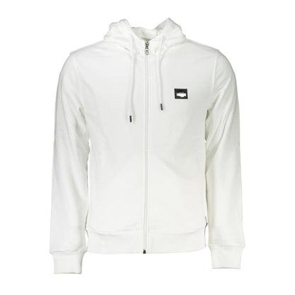 Hooded Activewear Sweatshirt by Cavalli Class for men in cotton polyester white showcases a versatile silhouette, artfully detailed with a versatile hooded neckline and for a versatile finish with .
