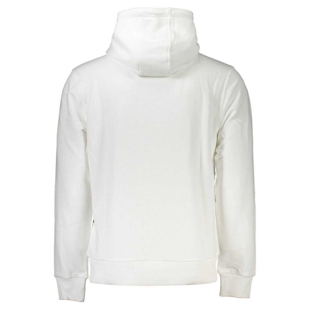 Hooded Sweatshirt Sweater by Cavalli Class for men in white features an polished silhouette, showcasing refined and a sophisticated hooded neckline for a truly polished finish.