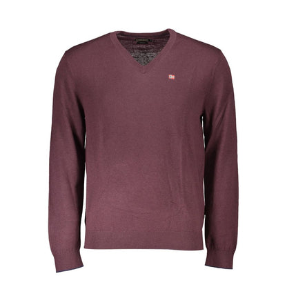 Sweater by Napapijri for men in wool red features an tactile silhouette, showcasing a sophisticated and tactile long-sleeve for a refined finish.