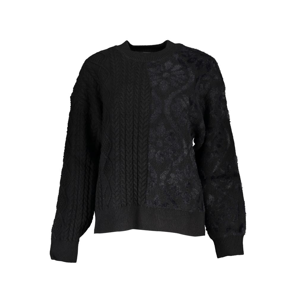 Sweater by Desigual for women in cotton black showcases a downtown chic silhouette, artfully finished with a downtown chic turtle neckline and for a sophisticated, high-end look.
