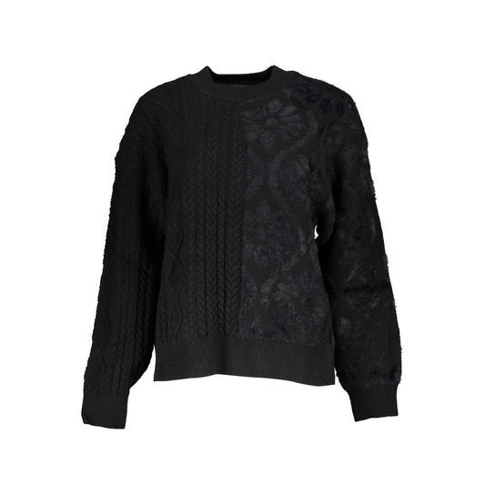 Sweater by Desigual for women in cotton black showcases a downtown chic silhouette, artfully finished with a downtown chic turtle neckline and for a sophisticated, high-end look.