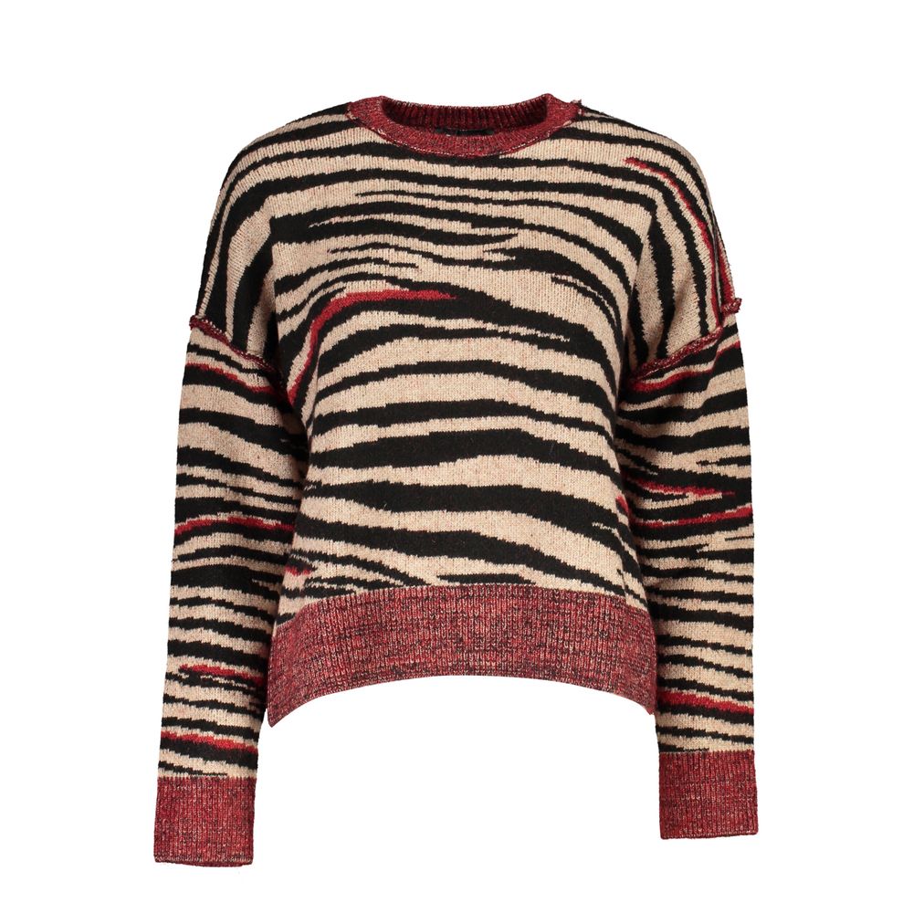 Sweatshirt Hoodie by Desigual for women in organic cotton & polyester beige, red & print features an avant-garde silhouette, showcasing a sophisticated turtle hooded neckline and detail for a truly avant-garde finish.