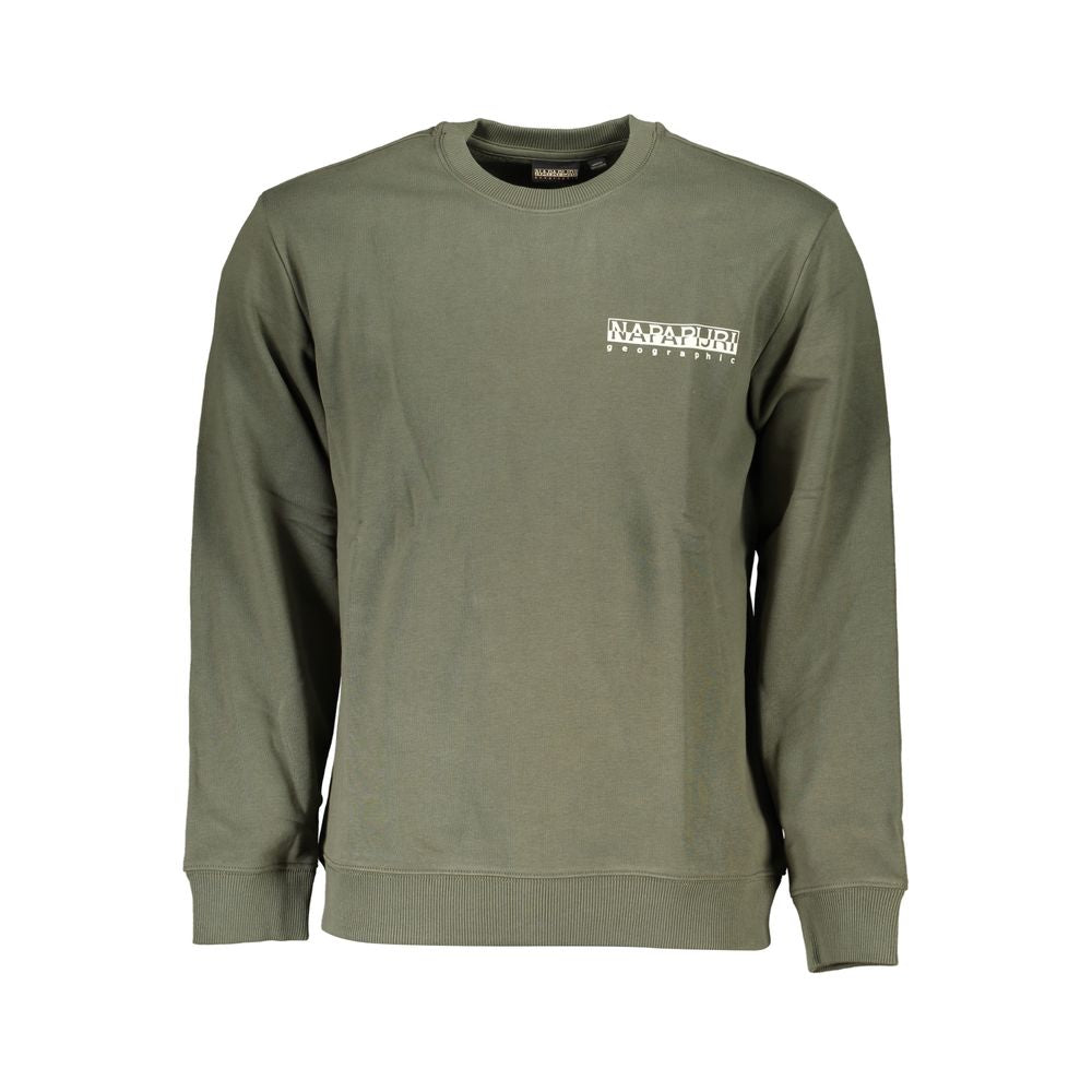 Sweater by Napapijri for men in cotton green showcases a discreet silhouette, finished with a discreet crew neckline and long-sleeve for a discreet look.