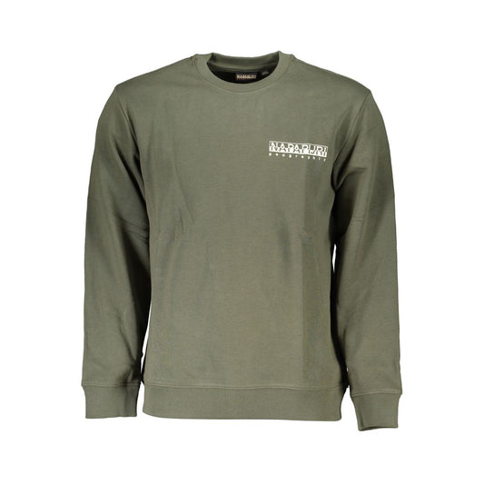 Sweater by Napapijri for men in cotton green showcases a discreet silhouette, finished with a discreet crew neckline and long-sleeve for a discreet look.