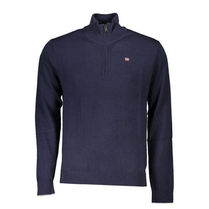 Sweater by Napapijri for men in fabric blue showcases a downtown chic silhouette, artfully finished with a downtown chic and for a sophisticated, high-end look.
