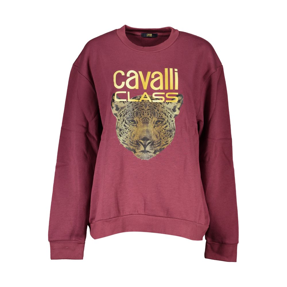 Sweatshirt by Cavalli Class for women in cotton purple & print features a unrivaled silhouette with a refined crew neckline and unrivaled detailing for a sophisticated look.