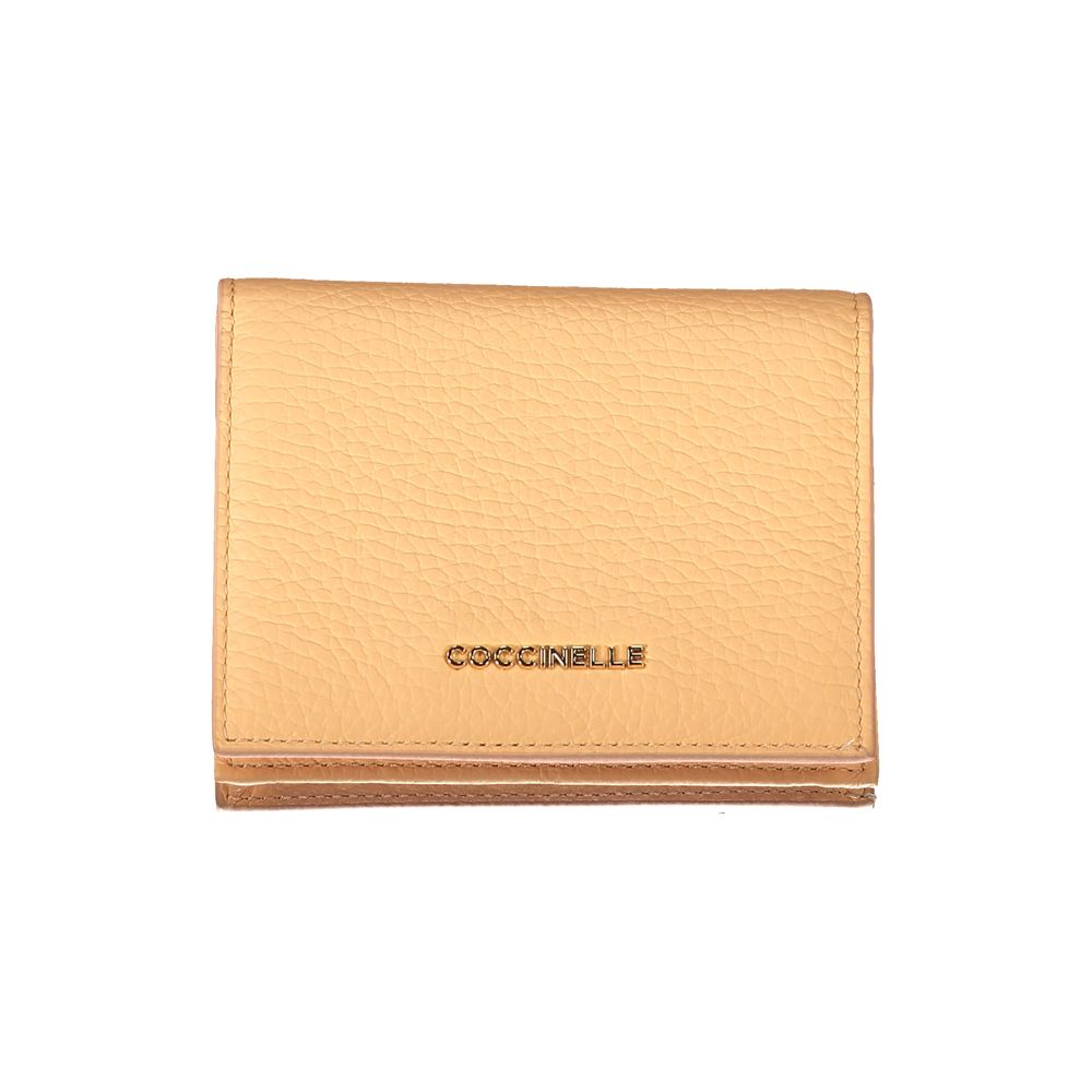 Wallet by Coccinelle for women in leather orange & signature presents a refined silhouette, artfully capturing the essence of the Leather Wallet design with sophisticated coin-purse for a refined look.
