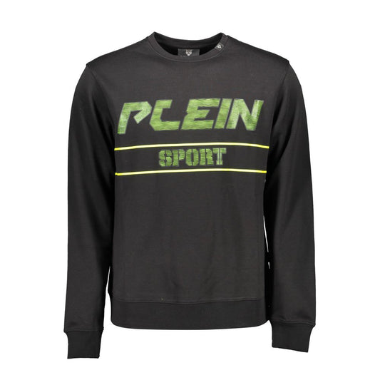 Sweatshirt Sweater by Plein Sport for men in cotton black showcases an masterful silhouette, artfully detailed with a masterful round neckline and for a sophisticated, premium finish.