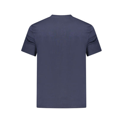 T-Shirt by Calvin Klein for men in cotton blue showcases a fashionable silhouette, elegantly detailed with a fashionable and for a sophisticated, high-fashion look.