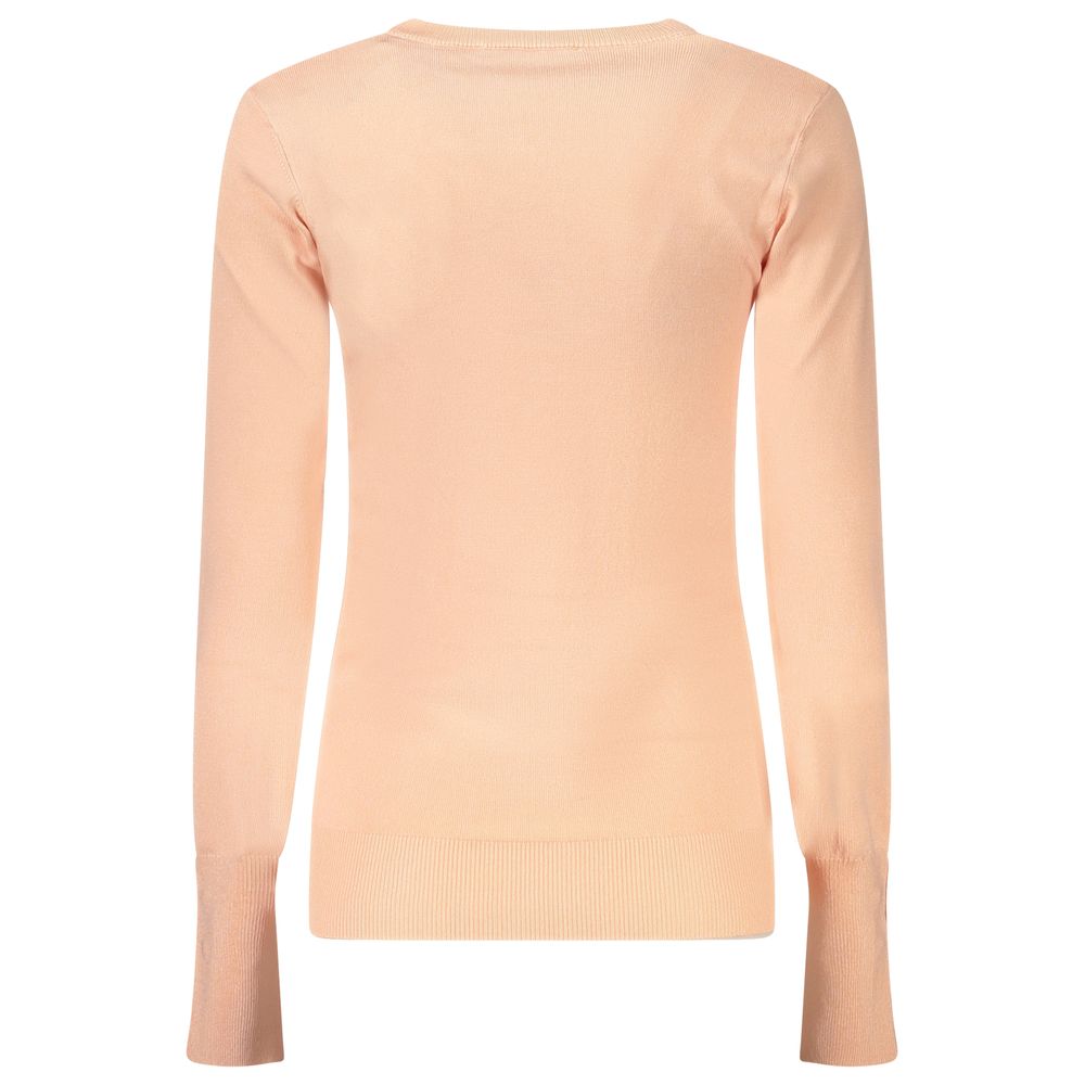 Sweater by Guess Jeans for women in viscose & rhinestone pink features an tactile silhouette, showcasing a sophisticated and tactile for a refined finish.