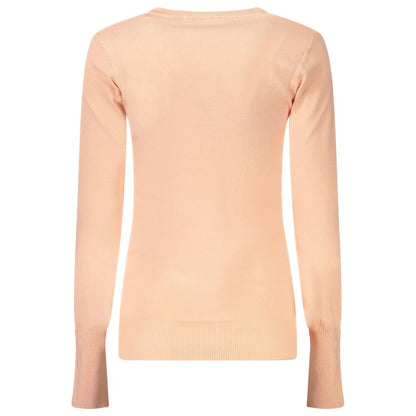 Sweater by Guess Jeans for women in viscose & rhinestone pink features an tactile silhouette, showcasing a sophisticated and tactile for a refined finish.