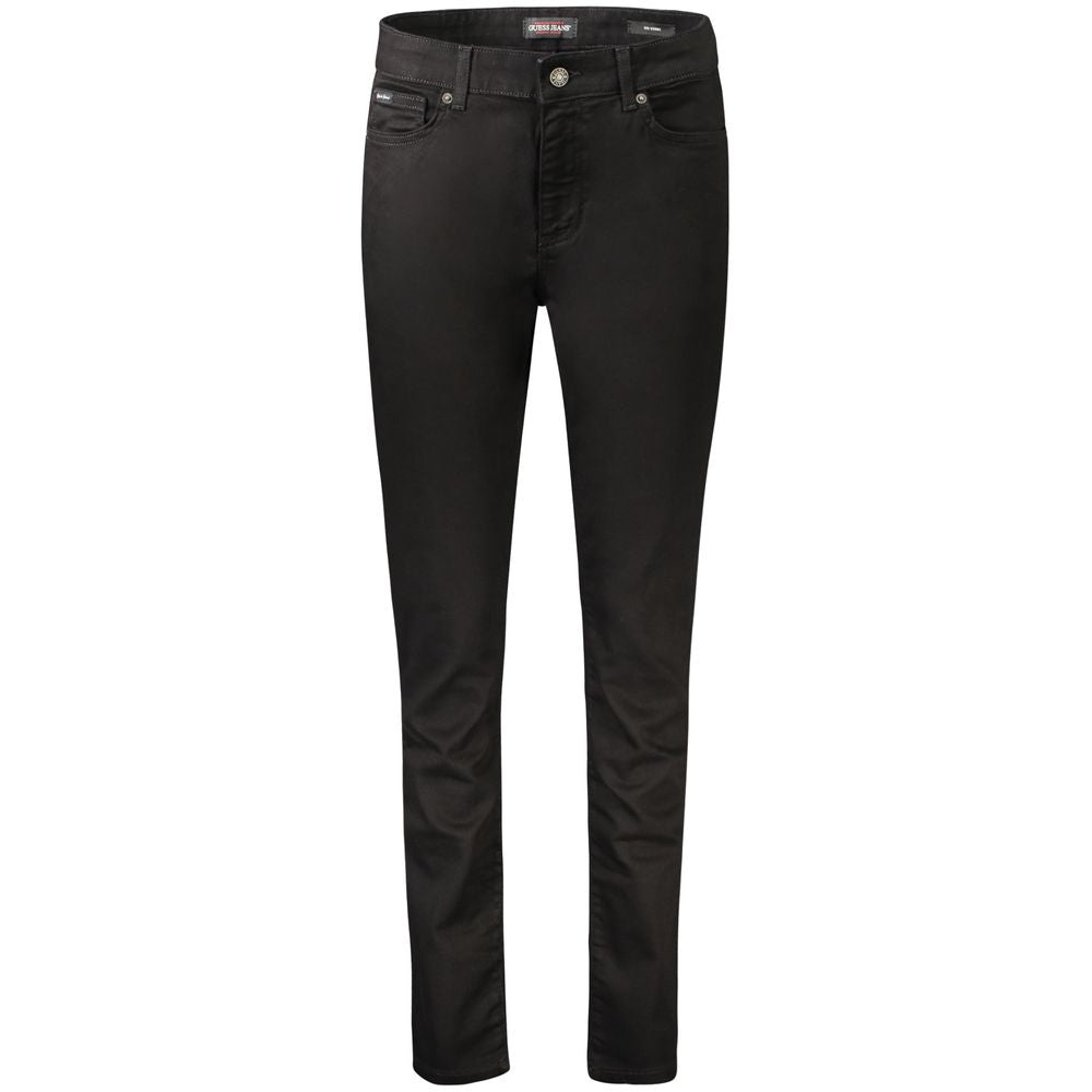 Jeans by Guess Jeans for women in cotton black features an sartorial skinny and long with a cut for a sartorial finish.