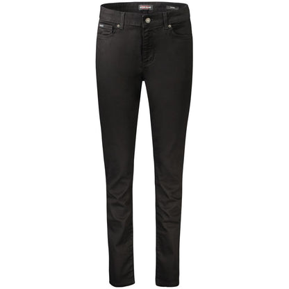 Jeans by Guess Jeans for women in cotton black features an sartorial skinny and long with a cut for a sartorial finish.