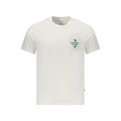 T-Shirt by Guess Jeans for men in organic cotton white & print showcases a chic silhouette, artfully detailed with a chic crew neckline and short-sleeve for a chic finish.