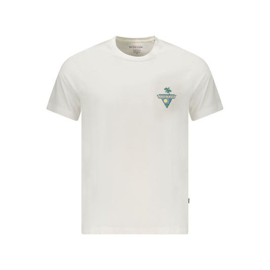 T-Shirt by Guess Jeans for men in organic cotton white & print showcases a chic silhouette, artfully detailed with a chic crew neckline and short-sleeve for a chic finish.