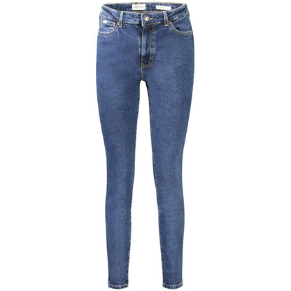 Jeans by Guess Jeans for women in cotton blue features an sartorial skinny and long with a cut for a sartorial finish.