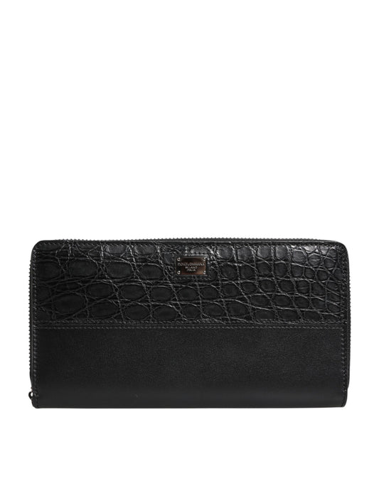 Cardholder Wallet by Dolce & Gabbana for men in exotic leather black, green & signature presents a streamlined silhouette, showcasing the sophisticated design of the Exotic Leather Cardholder Wallet collection with functional card-organization.