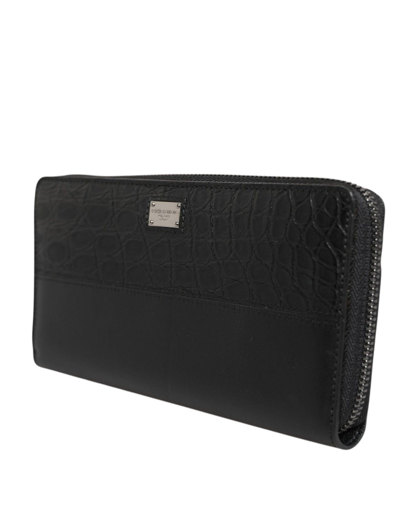 Cardholder Wallet by Dolce & Gabbana for men in exotic leather black, green & signature showcases a discerning silhouette, artfully capturing the essence of Exotic Leather Cardholder Wallet with its functional card-organization.