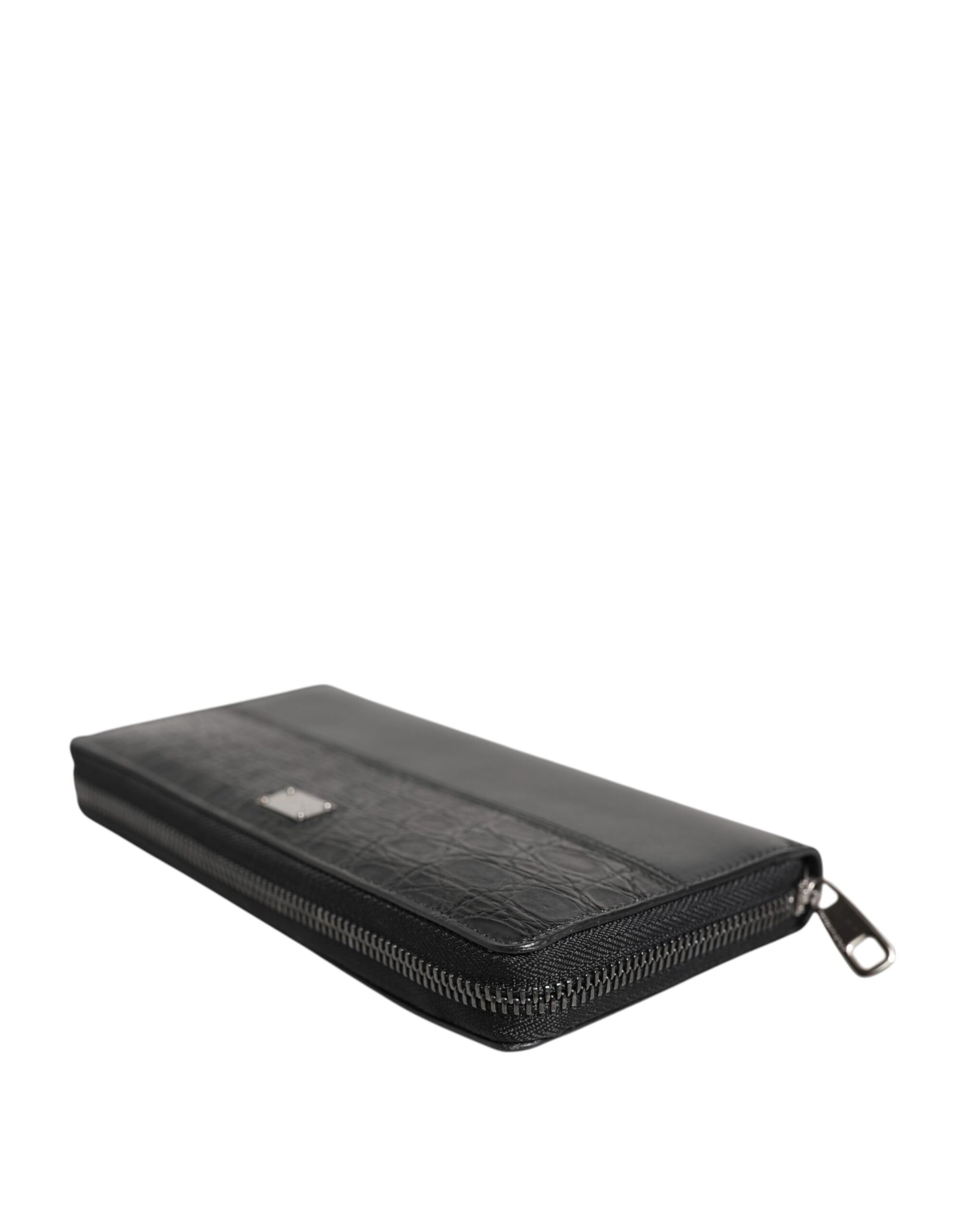Cardholder Wallet by Dolce & Gabbana for men in exotic leather black, green & signature features a streamlined silhouette, showcasing the streamlined Exotic Leather Cardholder Wallet design with sophisticated card-organization for a premium look.