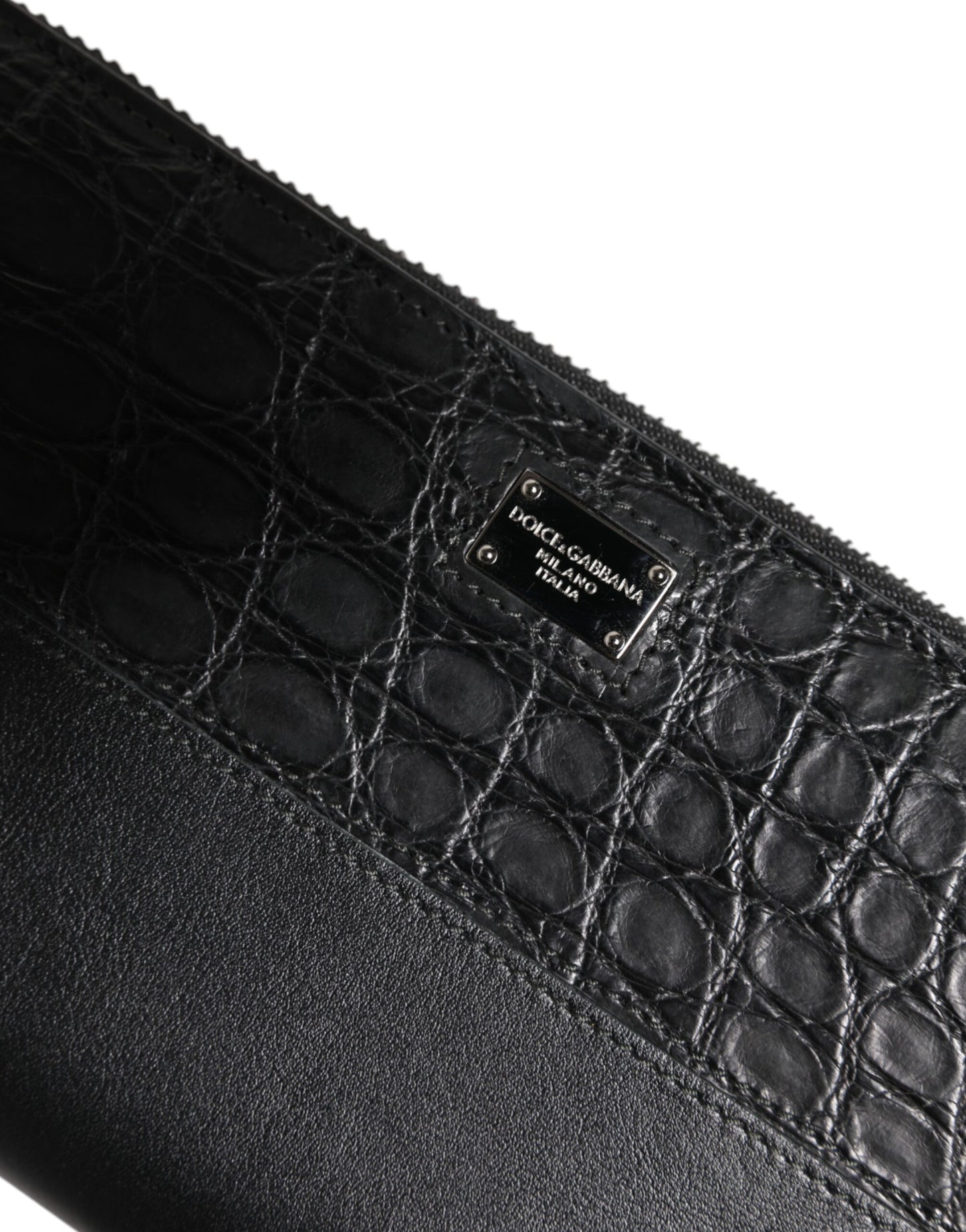 Cardholder Wallet by Dolce & Gabbana for men in exotic leather black, green & signature presents a refined silhouette, artfully capturing the essence of the Exotic Leather Cardholder Wallet design with sophisticated card-organization for a refined look.