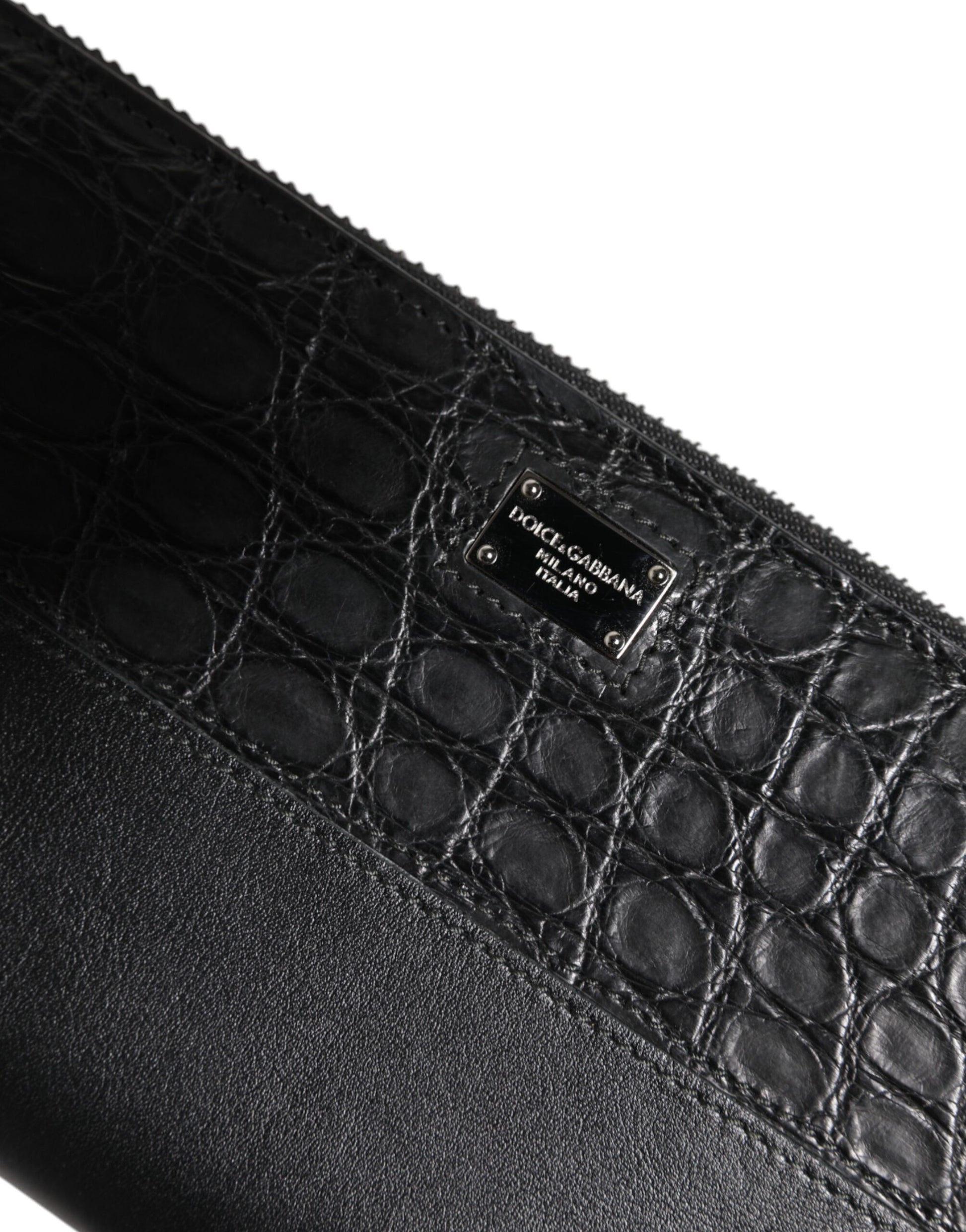 Cardholder Wallet by Dolce & Gabbana for men in exotic leather black, green & signature presents a refined silhouette, artfully capturing the essence of the Exotic Leather Cardholder Wallet design with sophisticated card-organization for a refined look.