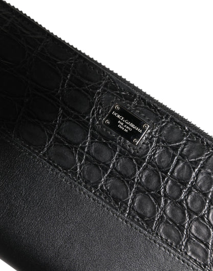 Cardholder Wallet by Dolce & Gabbana for men in exotic leather black, green & signature presents a refined silhouette, artfully capturing the essence of the Exotic Leather Cardholder Wallet design with sophisticated card-organization for a refined look.