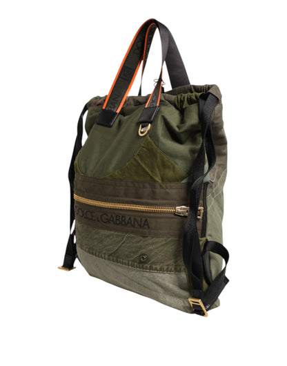 Backpack by Dolce & Gabbana for men in calfskin & ostrich leather green & signature presents a stately Calfskin Ostrich Leather Backpack design, showcasing a secure zipper with ample cardholder & coin-purse and versatile backpack-strap for a stately finish.