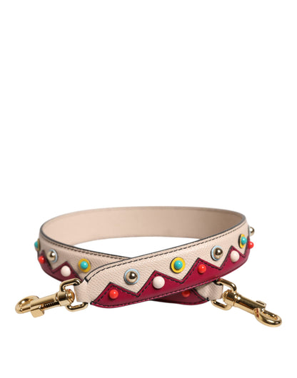 Shoulder Strap by Dolce & Gabbana for women in leather & metal beige, gold, multicolor & red features a chic design, presenting a refined view of the Leather Metal Shoulder Strap with a chic finish.