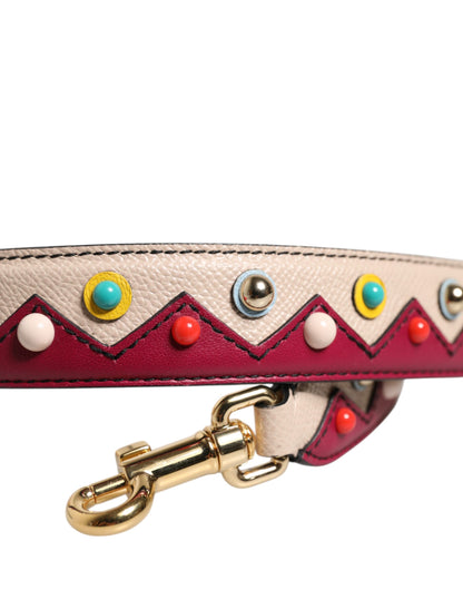 Shoulder Strap by Dolce & Gabbana for women in leather & metal beige, gold, multicolor & red features a effortlessly chic design, perfectly complementing the signature look of the Leather Metal Shoulder Strap.
