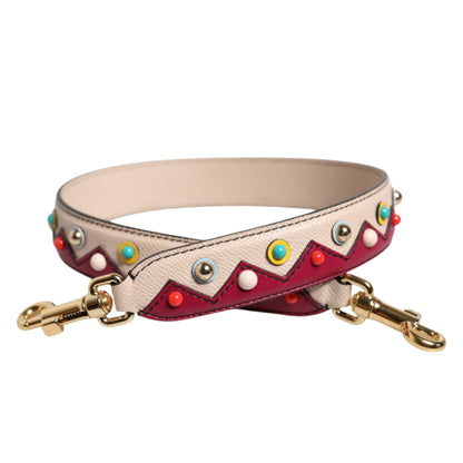Shoulder Strap by Dolce & Gabbana for women in leather & metal beige, gold, multicolor & red features a effortlessly chic design, perfectly complementing the signature look of the Leather Metal Shoulder Strap.