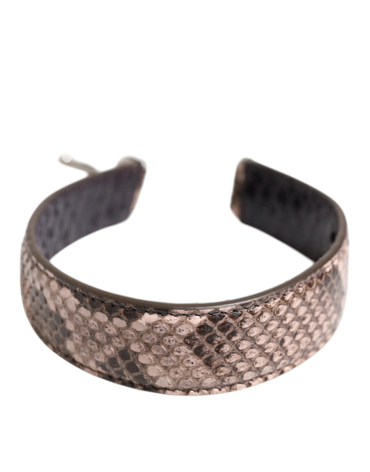 Shoulder Strap by Dolce & Gabbana for women in python leather brown & silver showcases a enviable design, perfect for elevating any ensemble as part of the Python Leather Shoulder Strap collection.