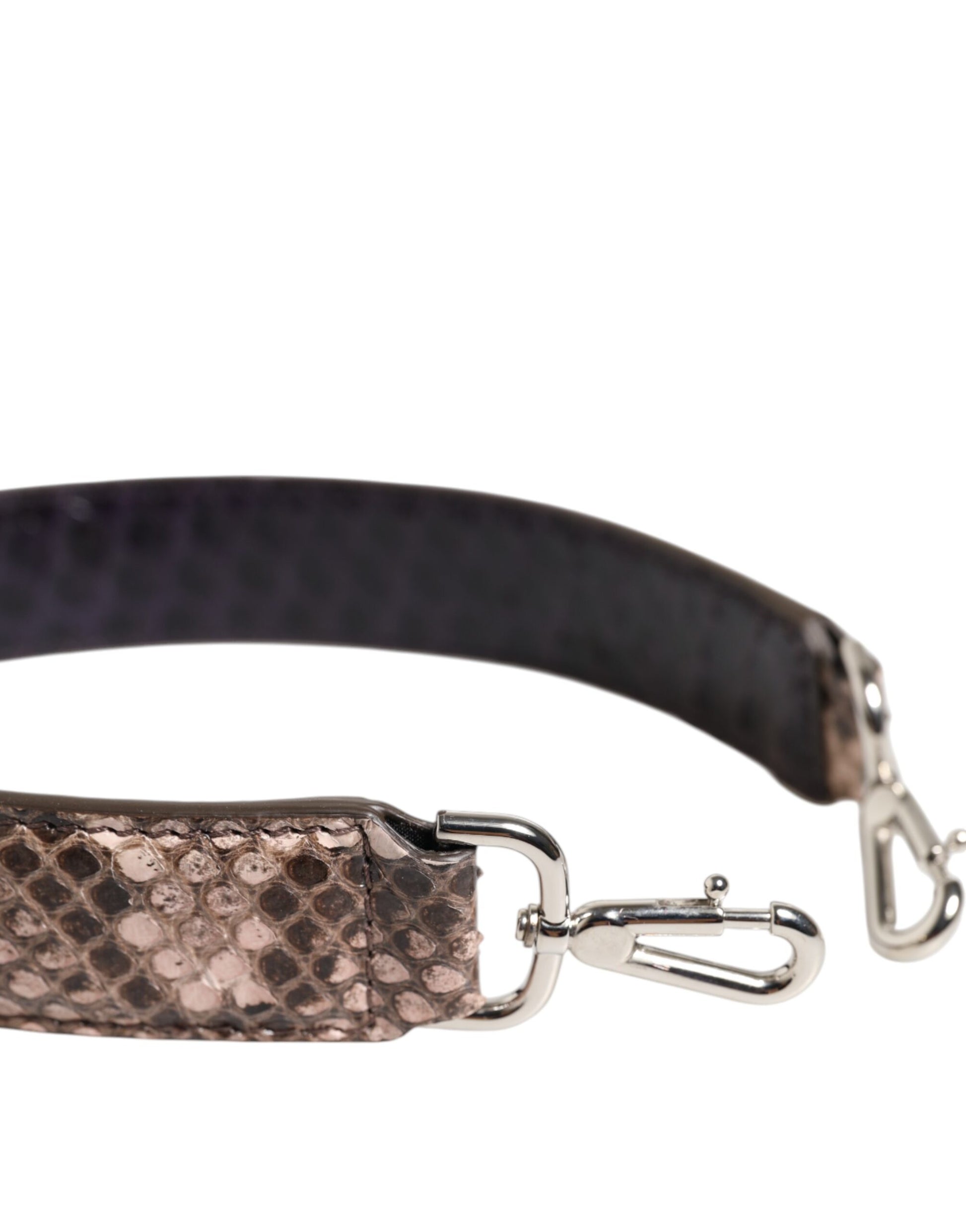 Shoulder Strap by Dolce & Gabbana for women in python leather brown & silver showcases a enviable design, perfect for elevating any ensemble as part of the Python Leather Shoulder Strap collection.