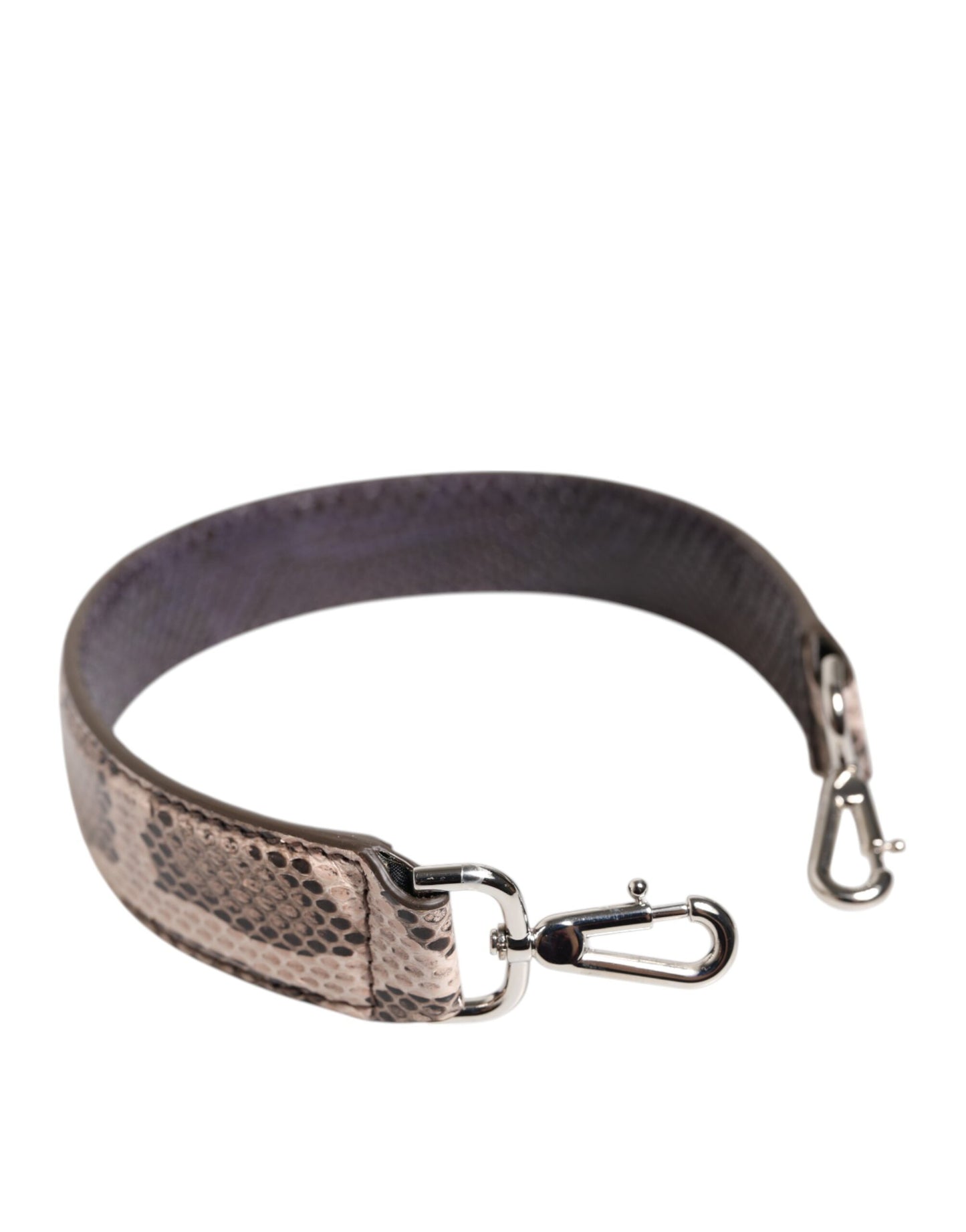Shoulder Strap by Dolce & Gabbana for women in python leather beige, brown & silver features a contemporary design, highlighting the distinctive style of the Python Leather Shoulder Strap with a contemporary finish.