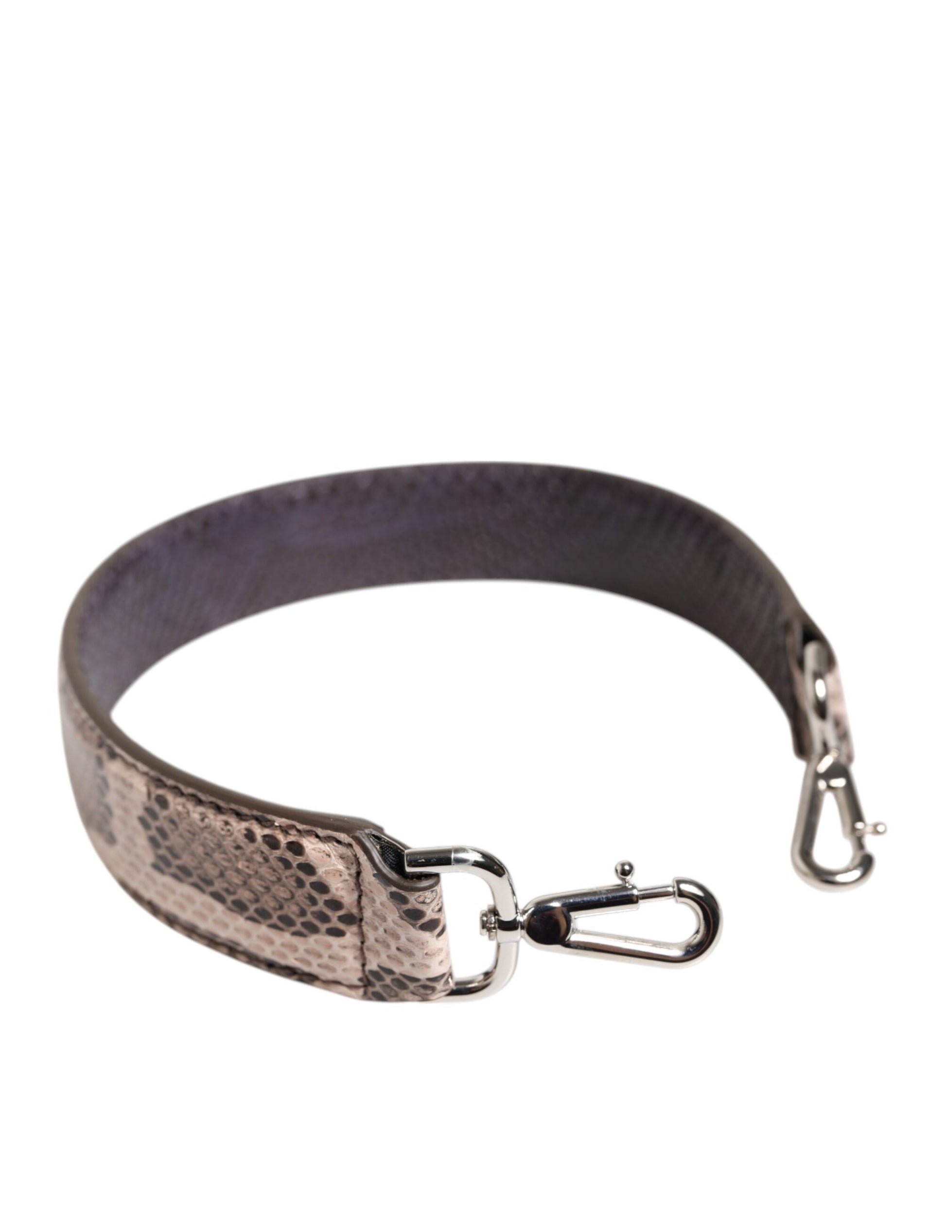 Shoulder Strap by Dolce & Gabbana for women in python leather beige, brown & silver features a effortlessly chic design, perfectly complementing the signature look of the Python Leather Shoulder Strap.
