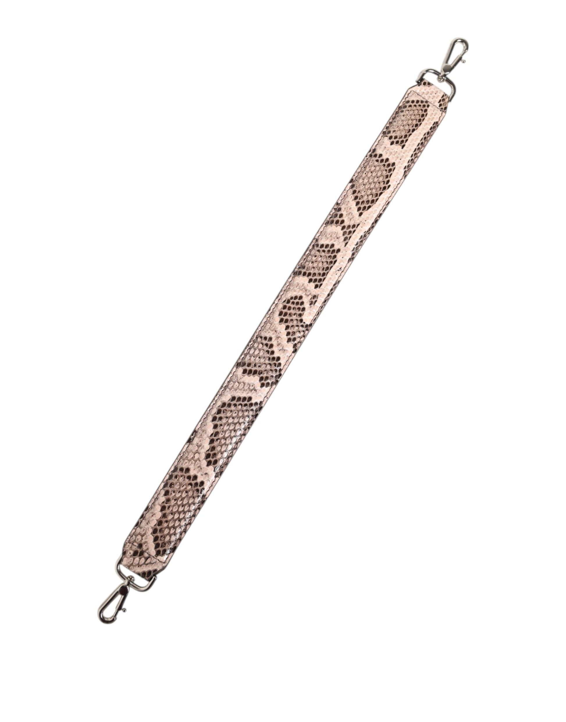 Shoulder Strap by Dolce & Gabbana for women in python leather beige, brown & silver features a contemporary design, highlighting the distinctive style of the Python Leather Shoulder Strap with a contemporary finish.