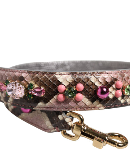 Shoulder Strap by Dolce & Gabbana for women in python leather gold & multicolor features a chic design, presenting a refined view of the Python Leather Shoulder Strap with a chic finish.