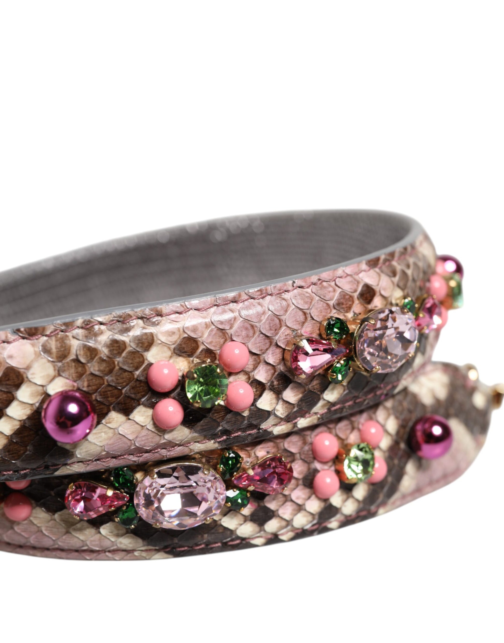 Shoulder Strap by Dolce & Gabbana for women in python leather gold & multicolor features a dynamic silhouette, artfully enhancing the dynamic design of this Python Leather Shoulder Strap.
