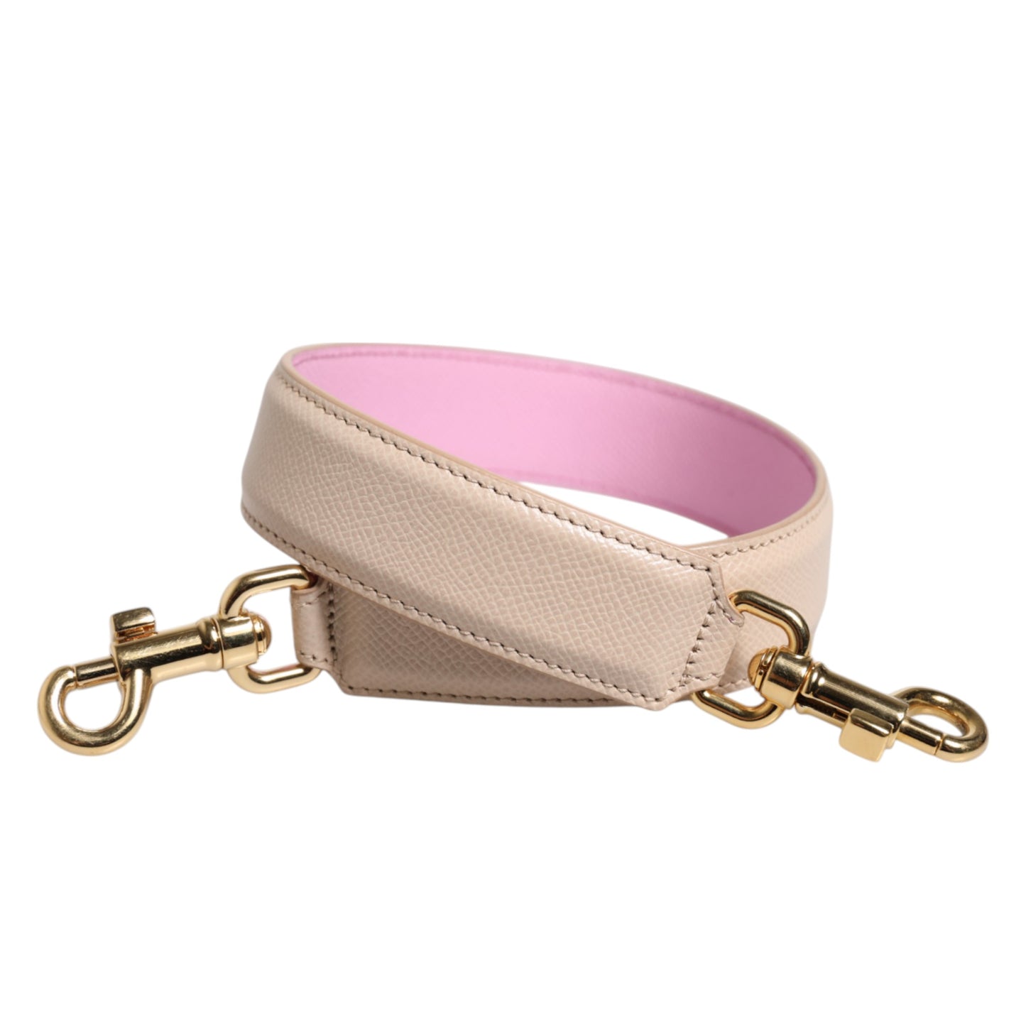 Shoulder Strap by Dolce & Gabbana for women in leather & metal beige, gold & pink showcases a enviable design, perfect for elevating any ensemble as part of the Leather Metal Shoulder Strap collection.