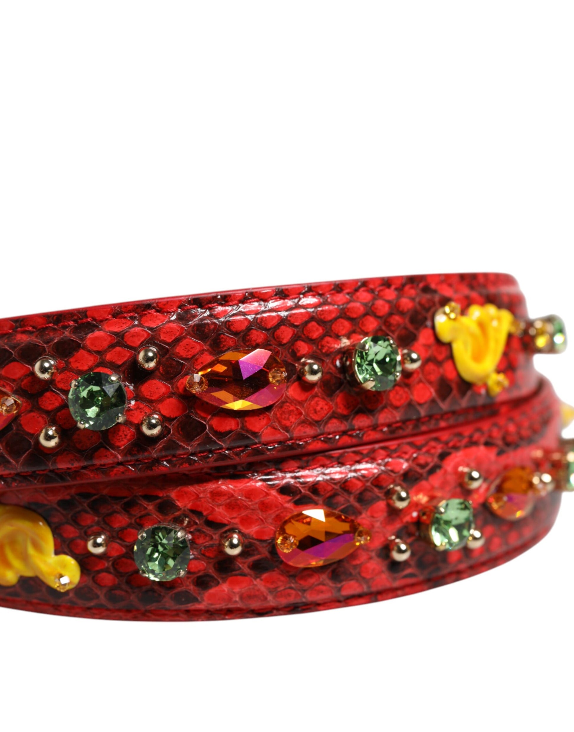 Shoulder Strap by Dolce & Gabbana for women in python leather gold & multicolor features a dynamic silhouette, artfully enhancing the dynamic design of this Python Leather Shoulder Strap.