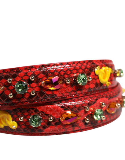 Shoulder Strap by Dolce & Gabbana for women in python leather gold & multicolor features a dynamic silhouette, artfully enhancing the dynamic design of this Python Leather Shoulder Strap.