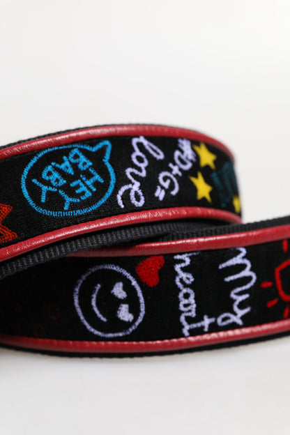 Shoulder Strap from Dolce & Gabbana for women in calf leather & cotton black, multicolor & print features an on trend design from the Calf Leather Cotton Shoulder Strap collection, highlighting a premium look.