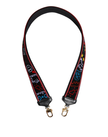 Shoulder Strap by Dolce & Gabbana for women in calf leather & cotton black, multicolor & print showcases a enviable design, perfect for elevating any ensemble as part of the Calf Leather Cotton Shoulder Strap collection.