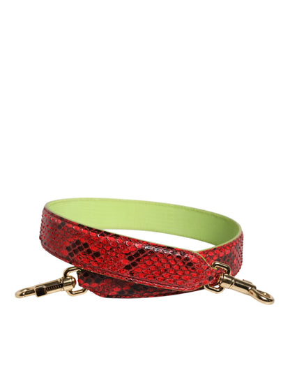 Shoulder Strap by Dolce & Gabbana for women in calf & python leather gold, green & red features a chic design, presenting a refined view of the Calf Python Leather Shoulder Strap with a chic finish.