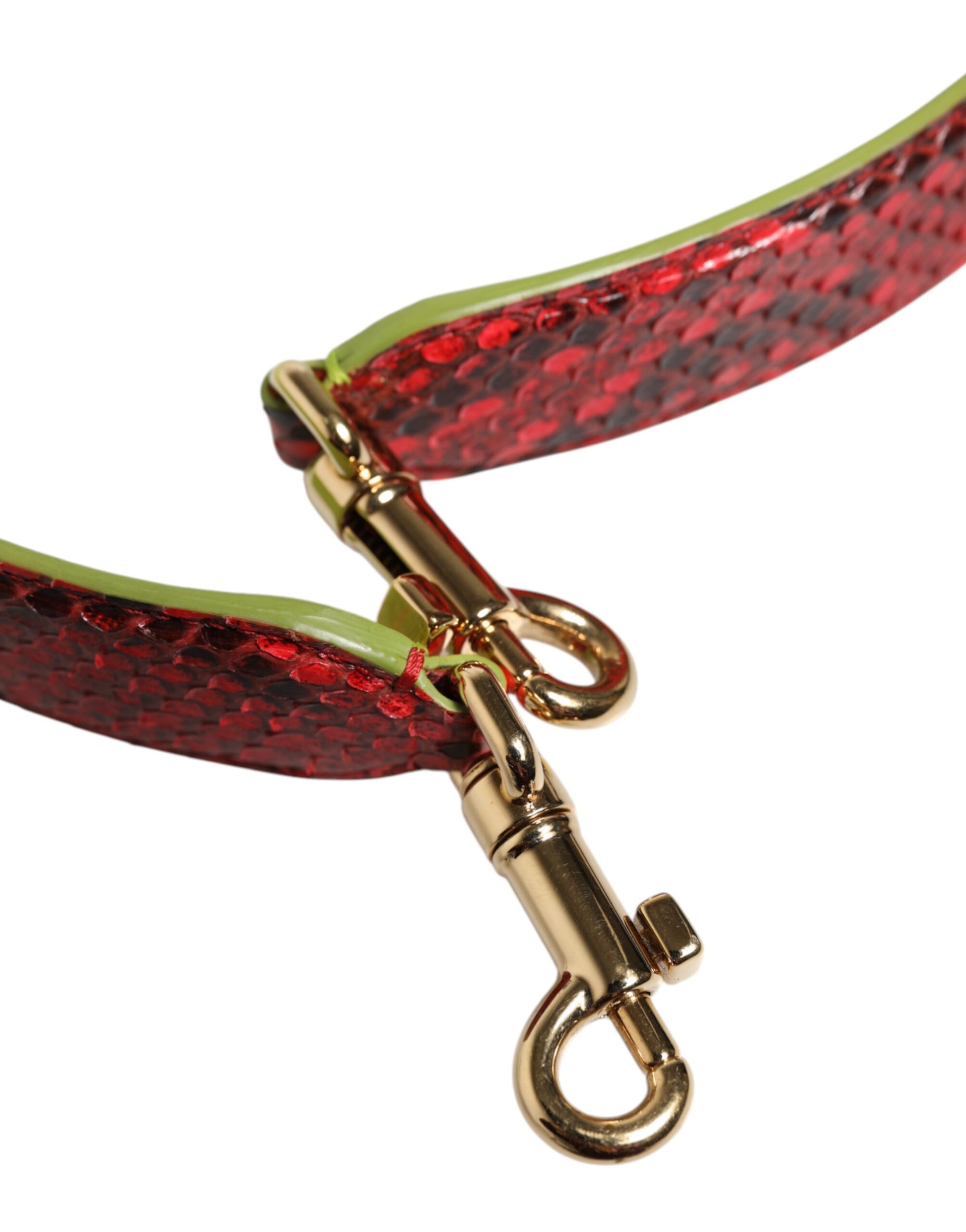 Shoulder Strap by Dolce & Gabbana for women in calf & python leather gold, green & red showcases a enviable design, perfect for elevating any ensemble as part of the Calf Python Leather Shoulder Strap collection.