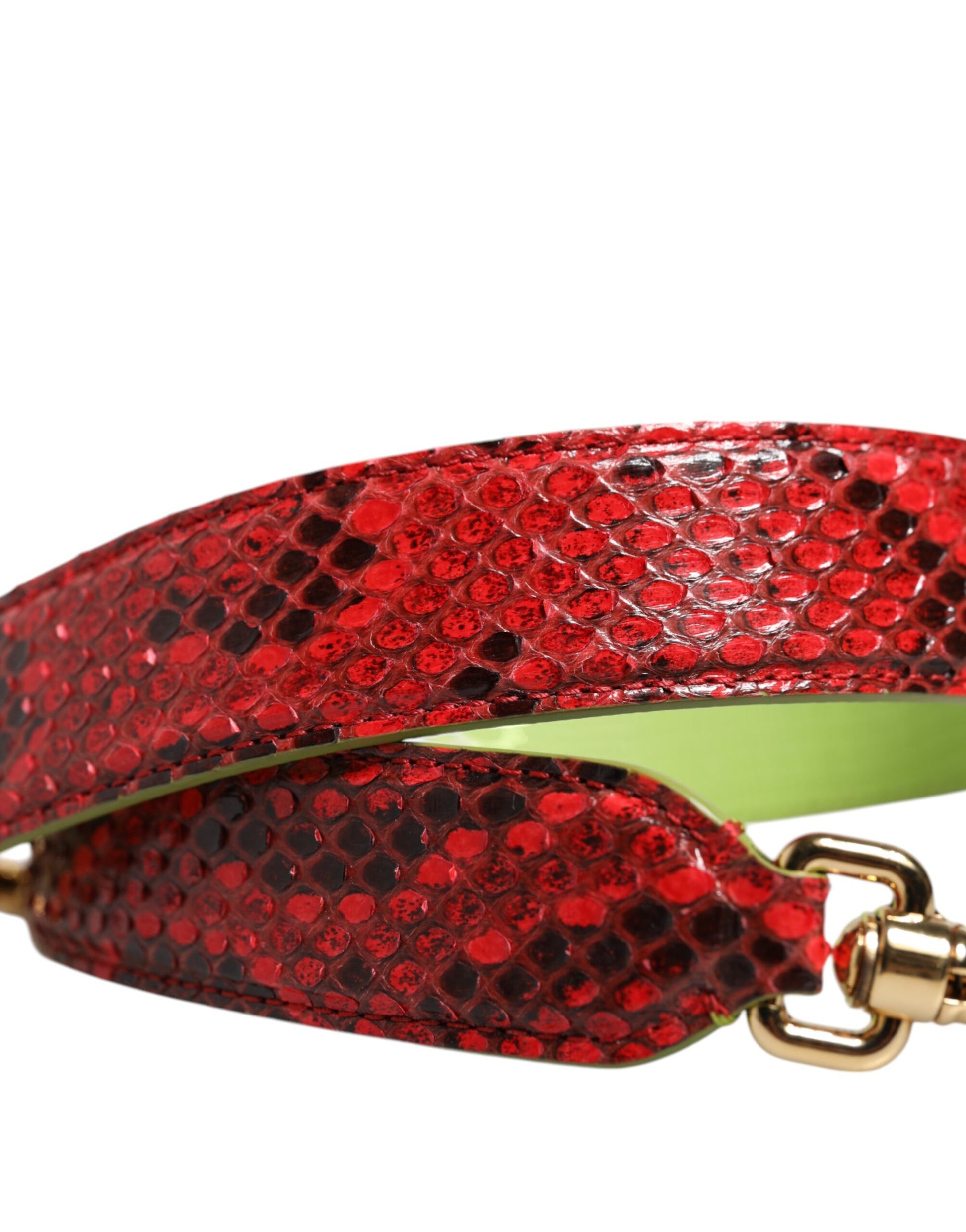 Shoulder Strap by Dolce & Gabbana for women in calf & python leather gold, green & red features a effortlessly chic design, perfectly complementing the signature look of the Calf Python Leather Shoulder Strap.