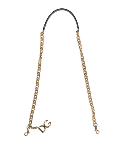 Shoulder Strap by Dolce & Gabbana for women in brass & calf leather brown & gold features a contemporary design, highlighting the distinctive style of the Brass Calf Leather Shoulder Strap with a contemporary finish.