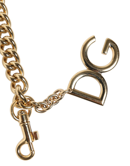Shoulder Strap by Dolce & Gabbana for women in brass & calf leather brown & gold features a chic design, presenting a refined view of the Brass Calf Leather Shoulder Strap with a chic finish.
