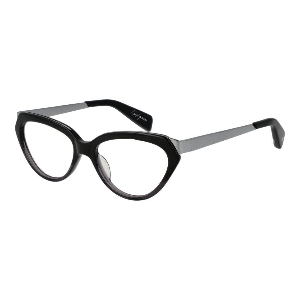 Eyeglasses Frames by Yohji Yamamoto for unisex in acetate black showcases a refined full-frame frame design with a refined black coloured frame finish for a refined and sophisticated look.